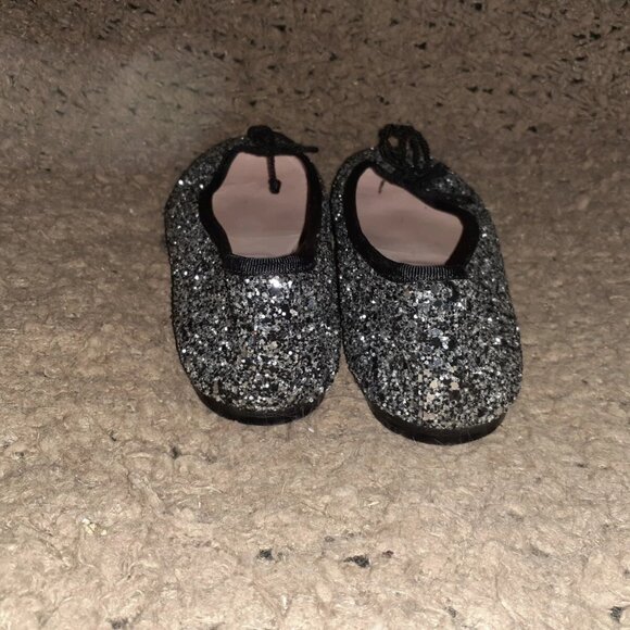 PRETTY BALLERINAS-Rosario-Black/Silver Glitter-Bow-Size 36-Excellent - Picture 5 of 7